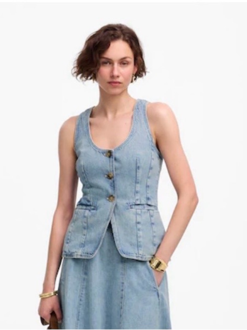 Madewell Light Blue Denim Vest